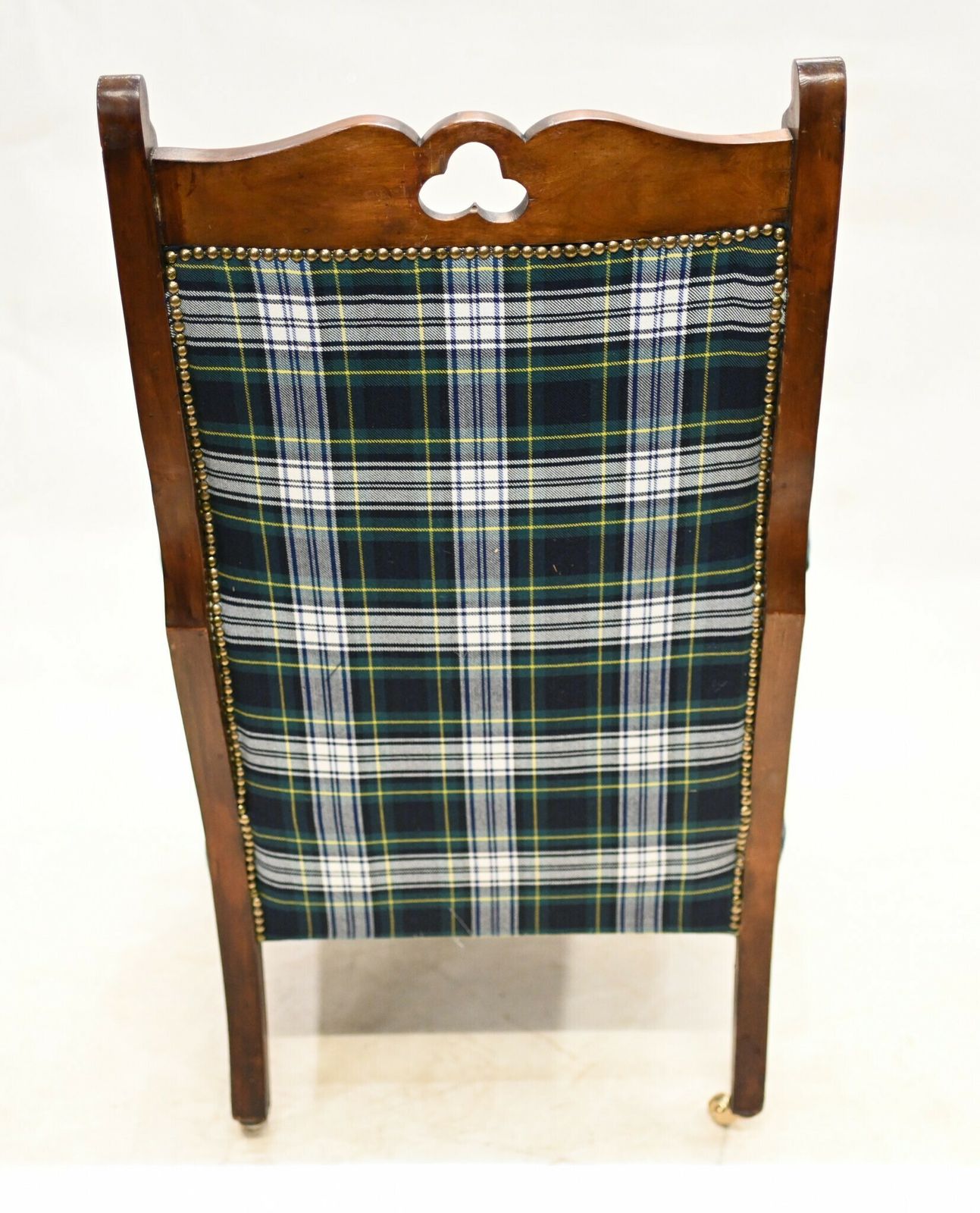 Edwardian Arm Chair Lounge Seat Tartan Print photo vinterior