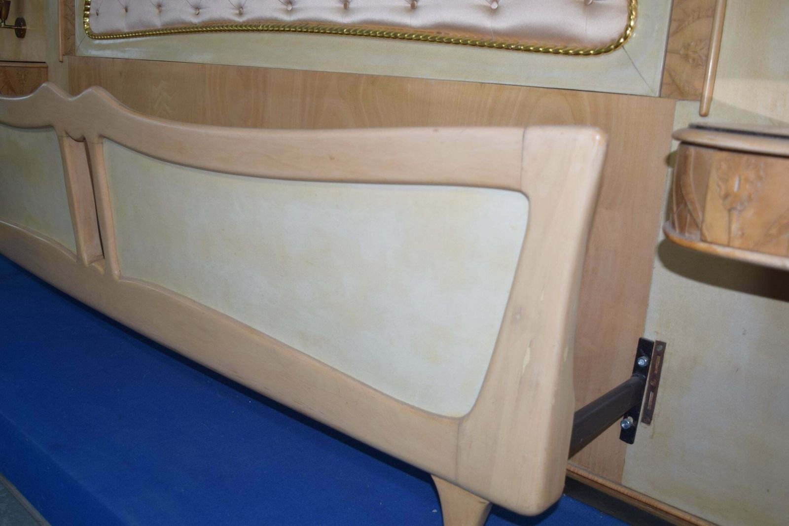 photo furniture Italian Midcentury Bed With Night Stands In Parchment By Pierluigi Colli, 1950s
