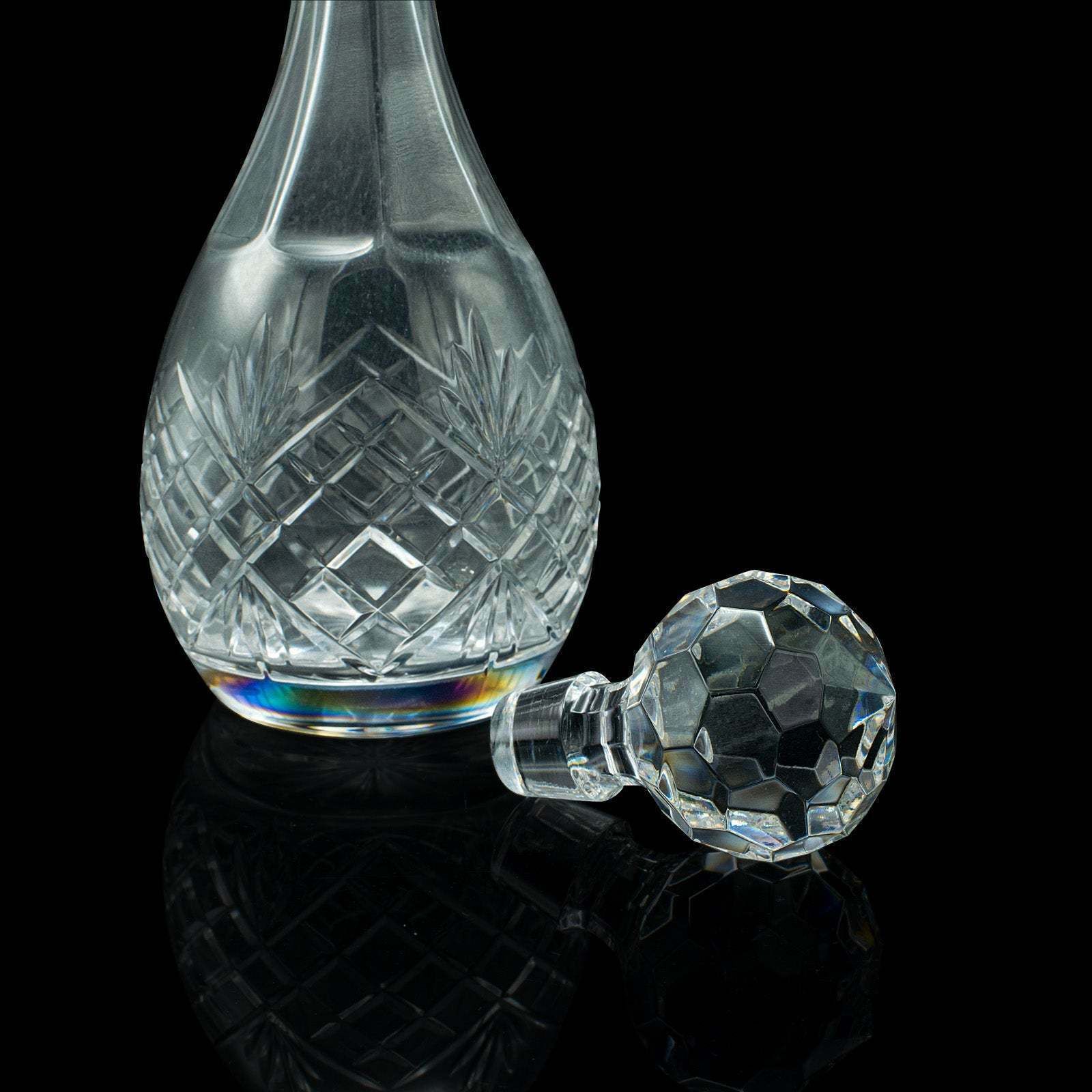 Tall Vintage Port Decanter, English, Cut Glass, Wine, Spirit Vessel, Mid Century photo vintage
