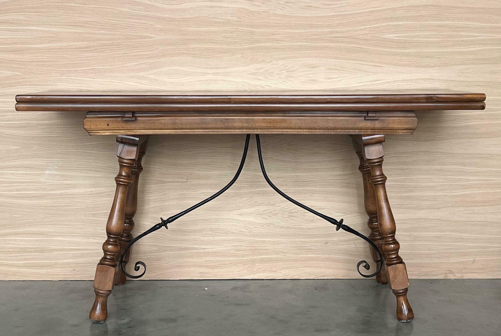 20th Century Spanish Console Fold Out Table With Iron Stretcher photo for sale