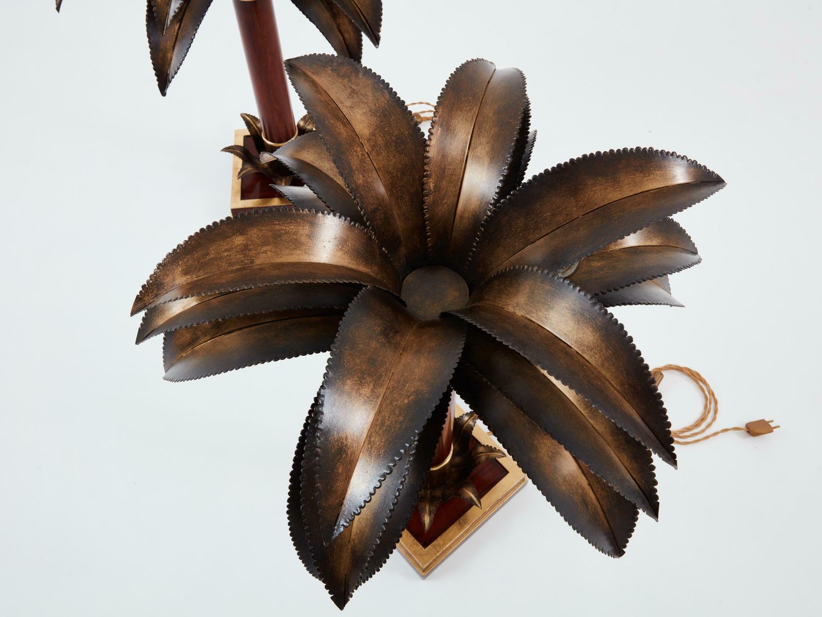 photo for sale Maison Jansen Early Palm Tree Lamps Mahogany Bronze 1960
