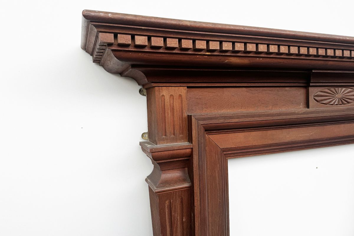 Large Victorian Walnut Fireplace Surround photo for sale