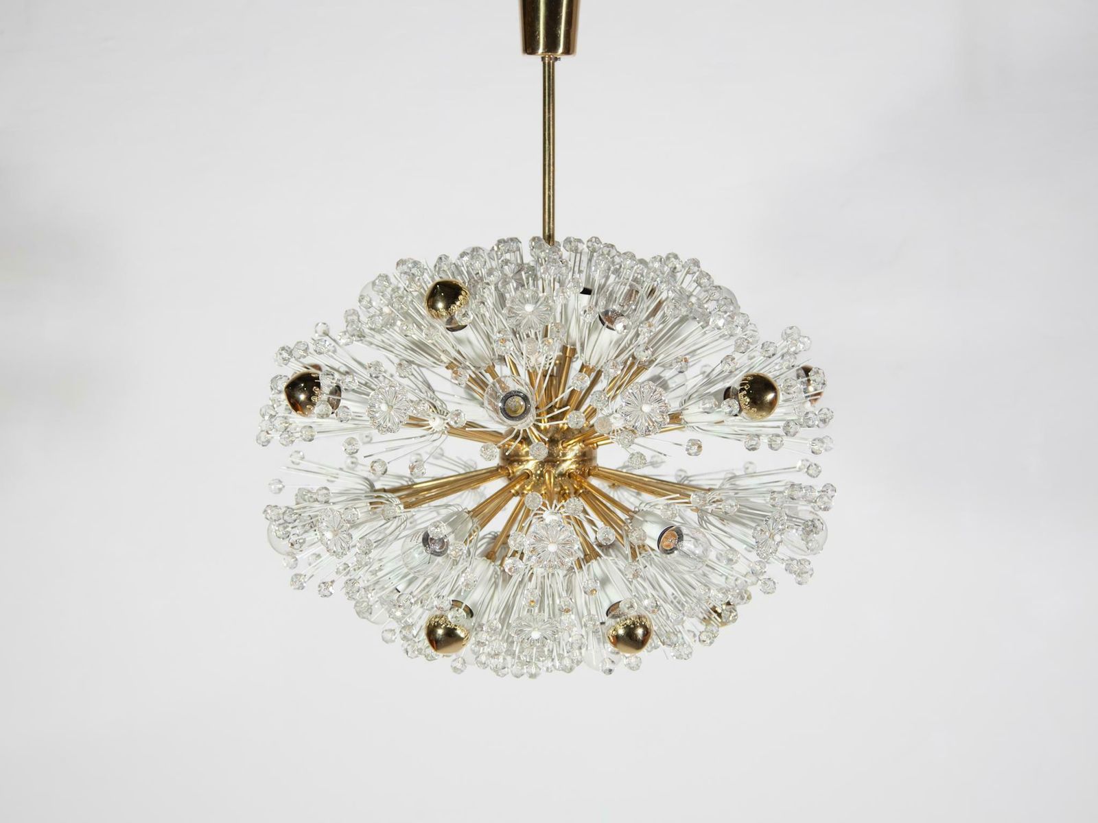 Eclipse Emile Stejnar Blowball Brass A Crystal Chandelier, Rupert Nikoll, 1950s photo furniture