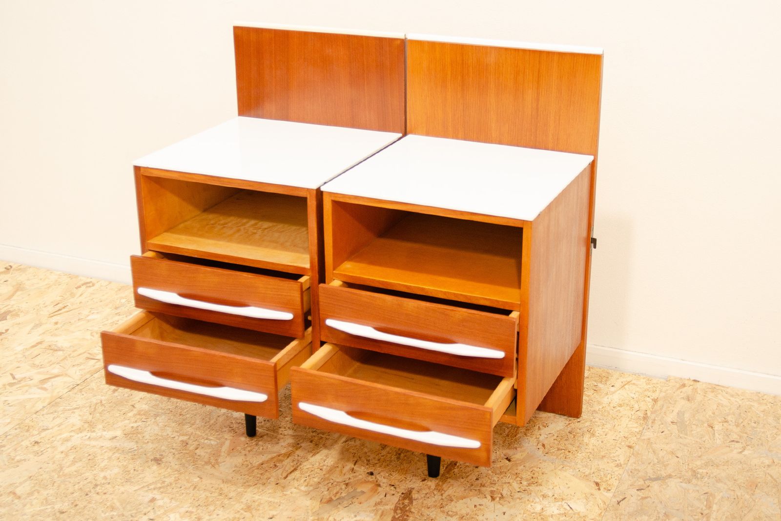photo furniture Pair Of Fully Renovated Bedside Tables By Mojmír Požár, 1960's, Czechoslovakia