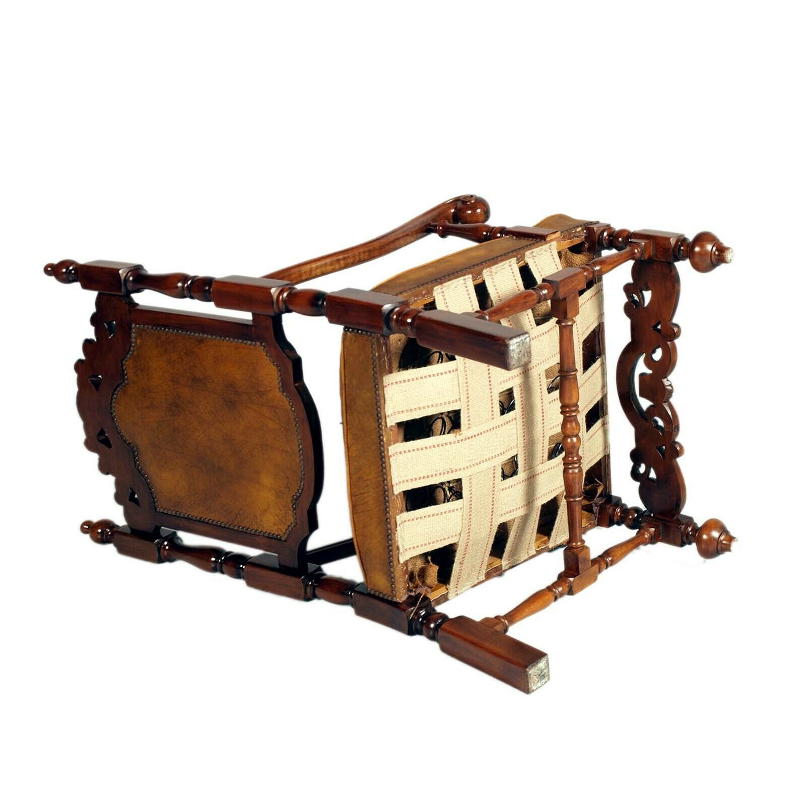 Venice 19th Century Throne Chair Attributed Testolini Frères Leather Upholster photo Furniture