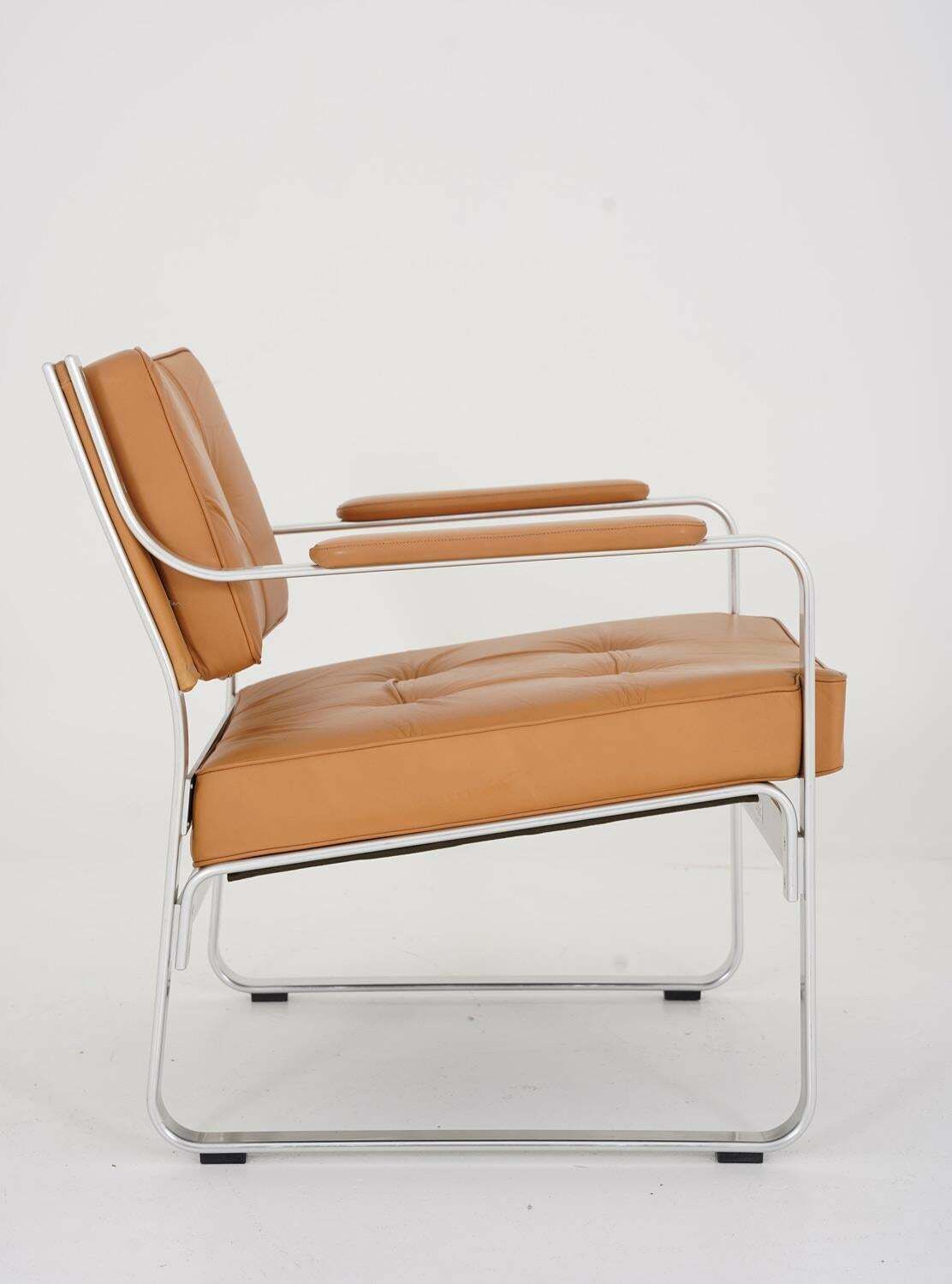 Swedish Leather And Aluminium Lounge Chairs "Mondo" By Karl Erik Ekselius photo Furniture