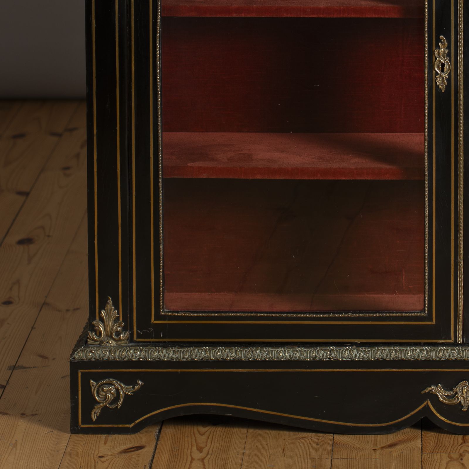 Victorian English Ebonised And Gilt Glazed Display Cabinet With Ormolu Mounts photo furniture