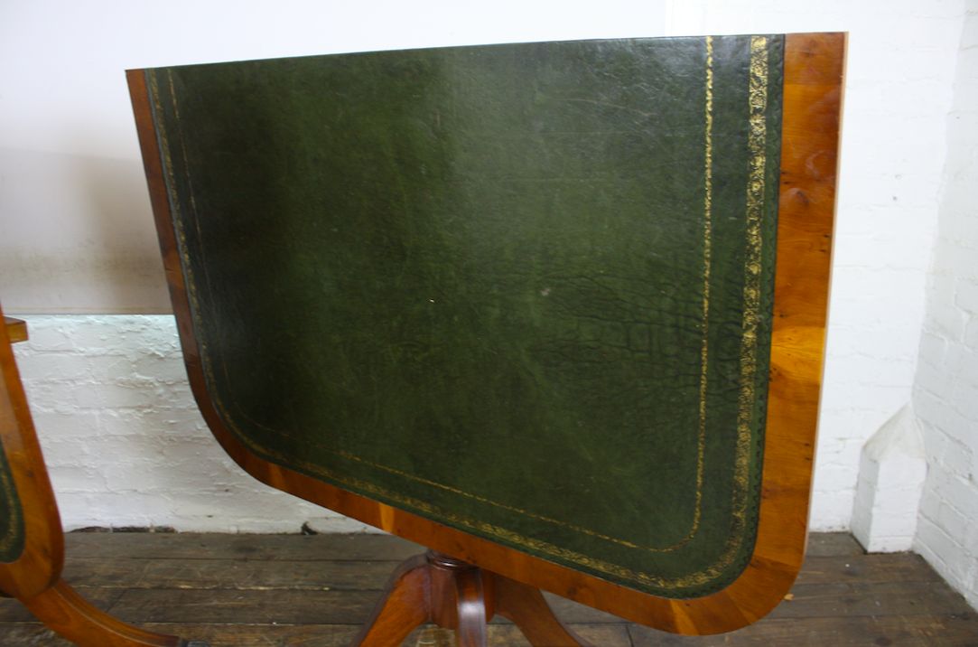Vintage Pedestal Leather Top Table photo buy