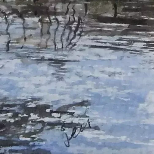 Watercolour Of A Mooring, Indistinctly Signed Jen. photo for sale