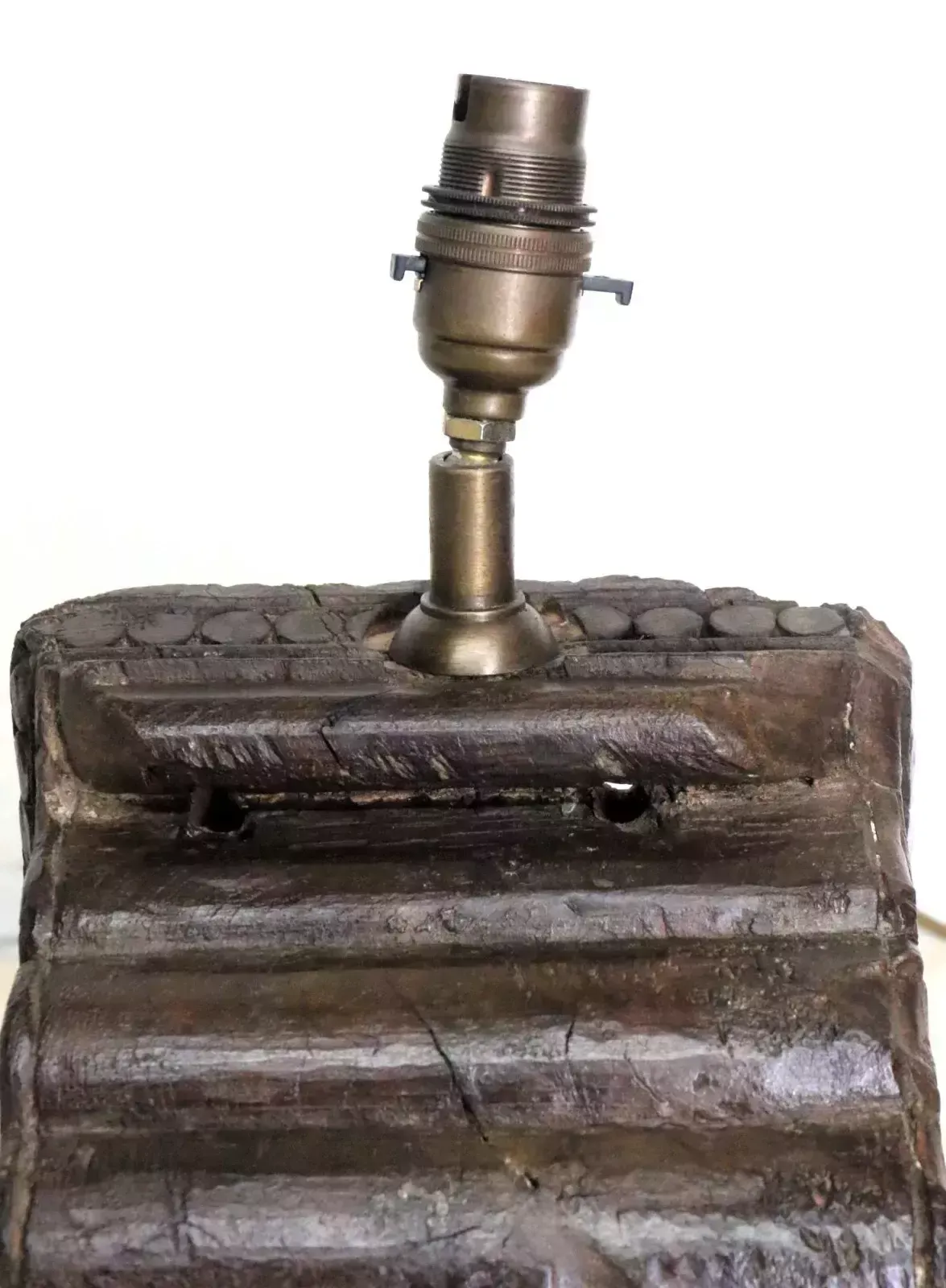 Table Lamp A Large Vintage Ethnic Wooden Handmade Asian Architectural Salvage photo vinterior