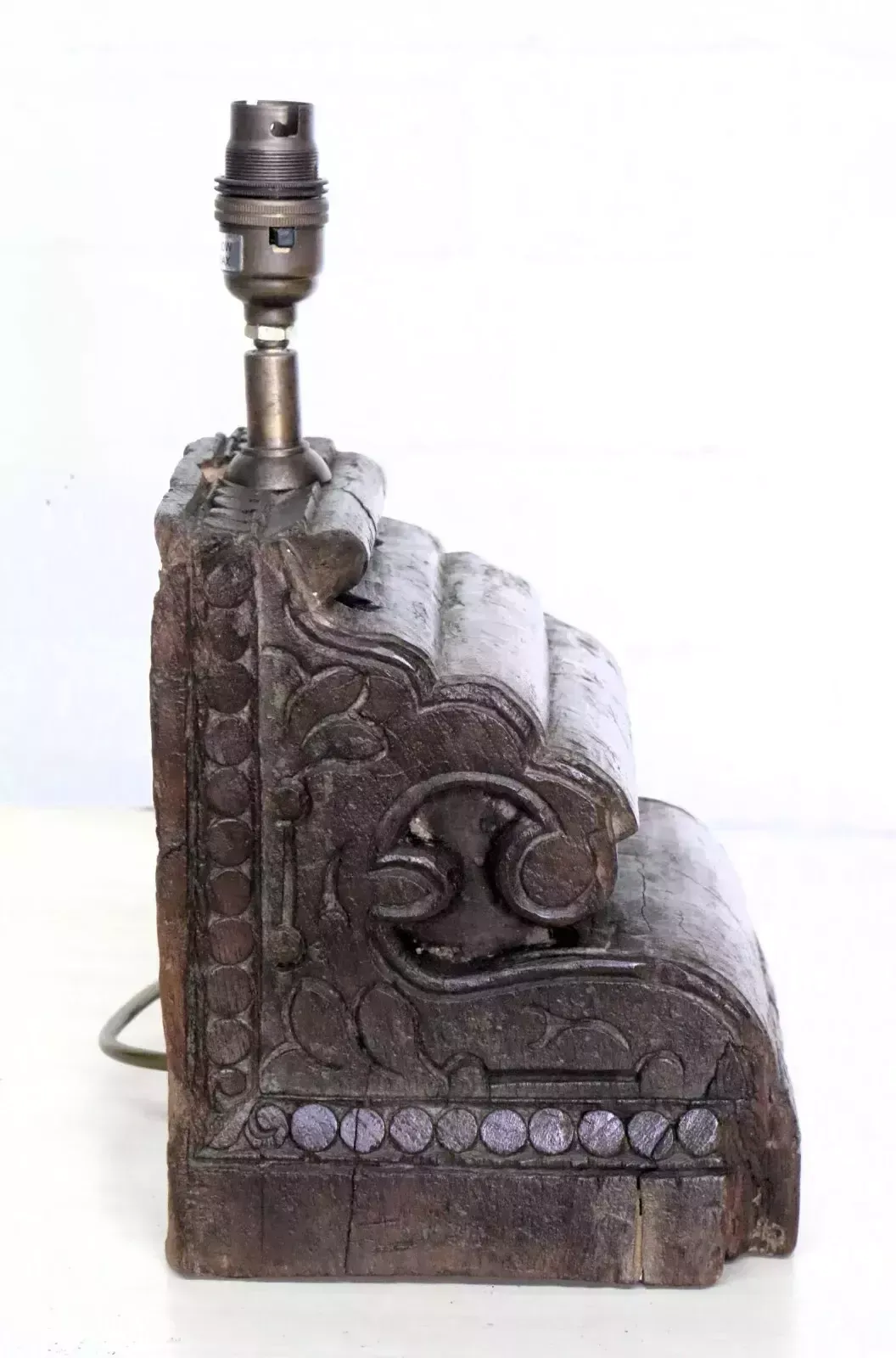 Table Lamp A Large Vintage Ethnic Wooden Handmade Asian Architectural Salvage photo vintage
