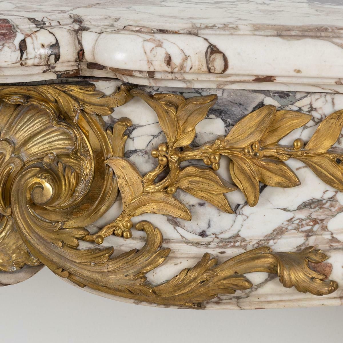 Home Fixtures 19th Century French Ormolu Mounted Breche Violette Marble Fireplace C.1870 photo