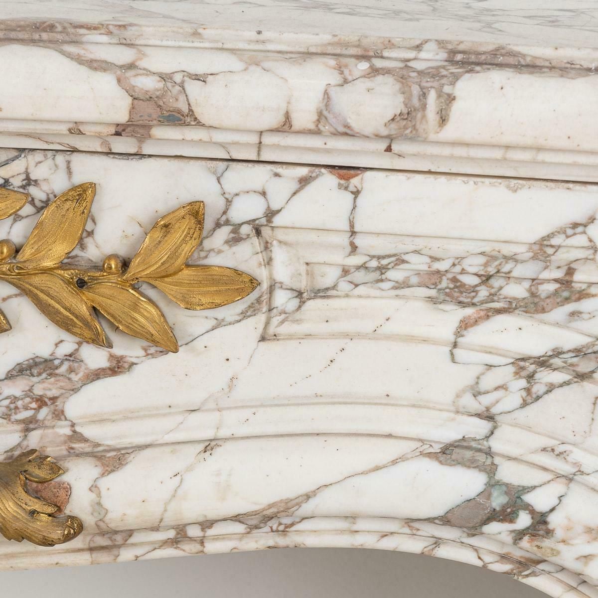 22995.0 19th Century French Ormolu Mounted Breche Violette Marble Fireplace C.1870 photo