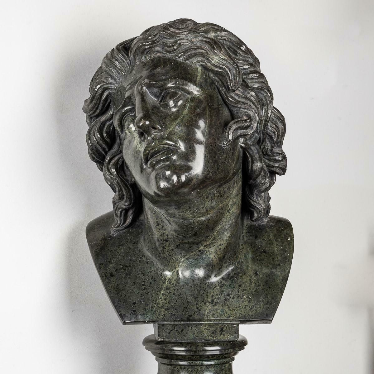 Antique 20th Century Italian Green Marble Life Size Bust On Stand C.1900 photo for sale