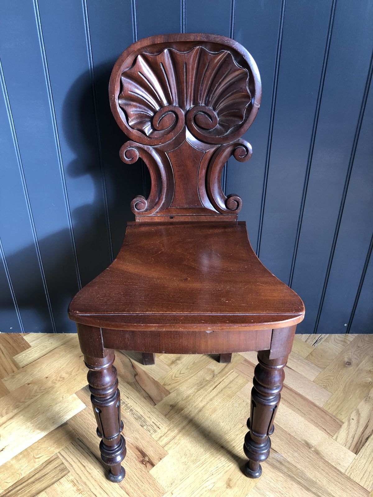 Regency Mahogany Shell Back Hall Chair photo furniture