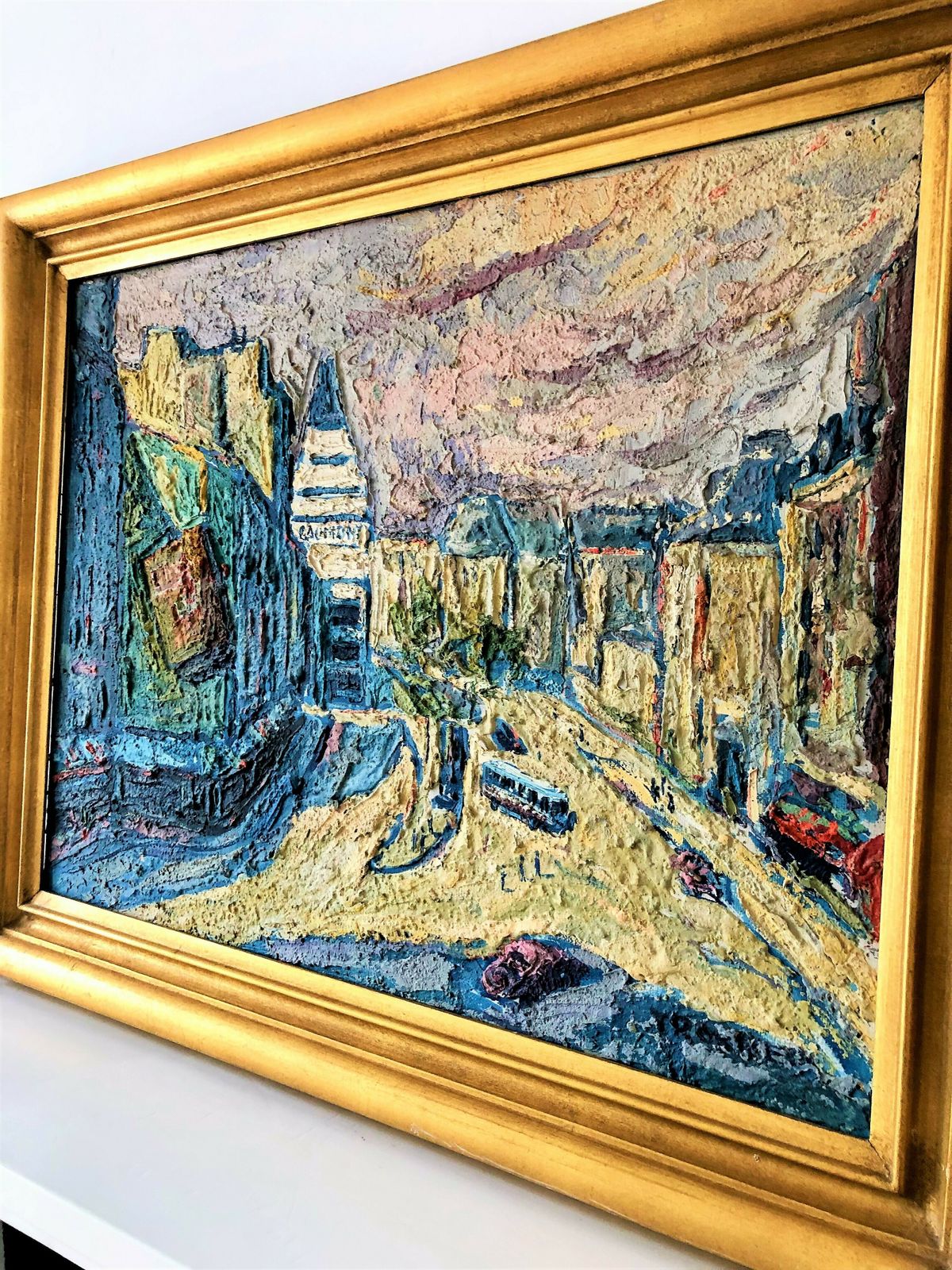 Mid Century Original Paris Cityscape Oil On Canvas photo vinterior