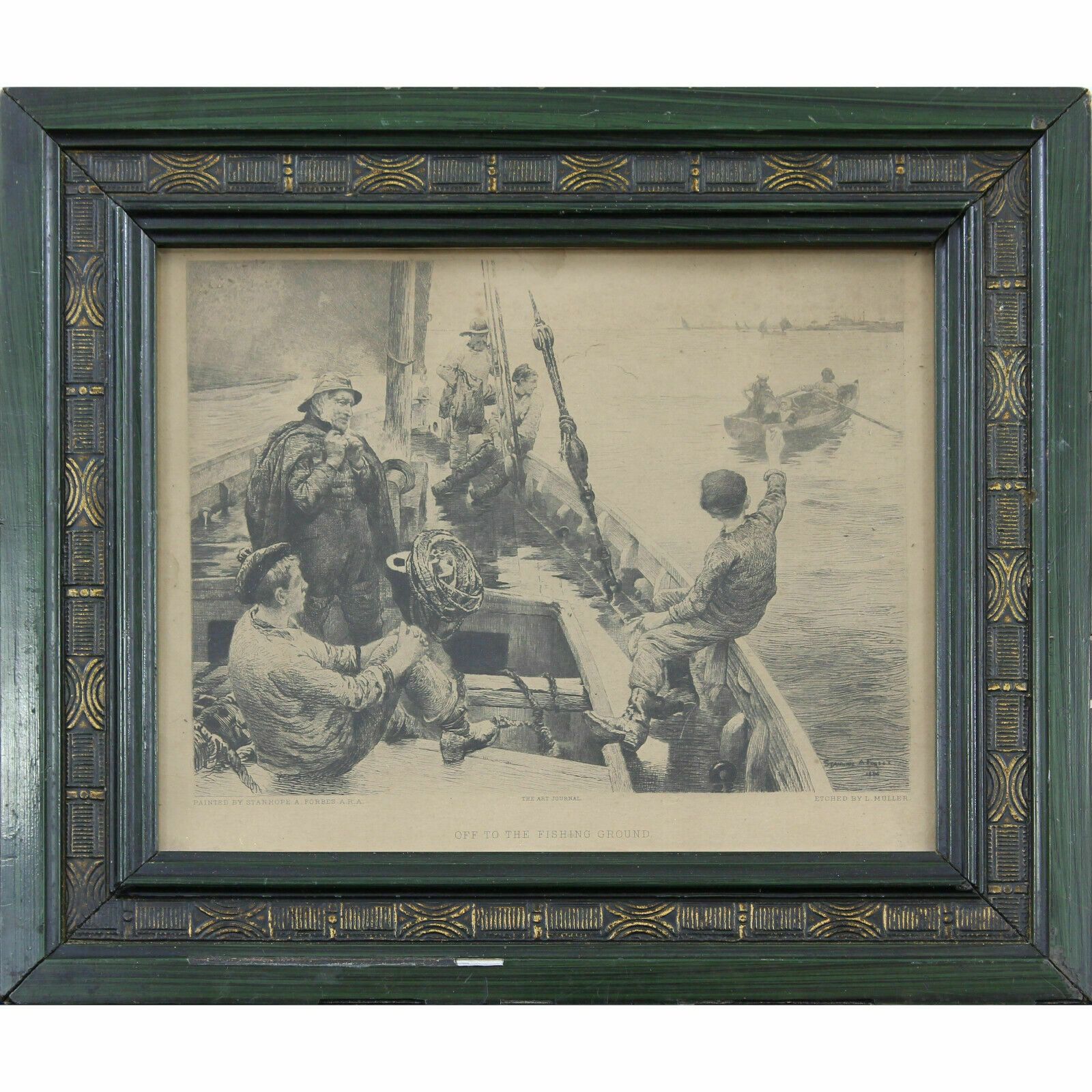 Etching By L. Muller After S. Forbes, Titled "Off To The Fishing Ground"
