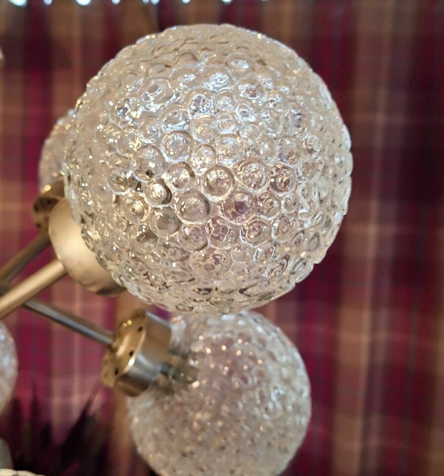 Sputnik German Chandelier, 8 Crystal Bubble Glass Shades By Richard Essig, 1968 photo buy