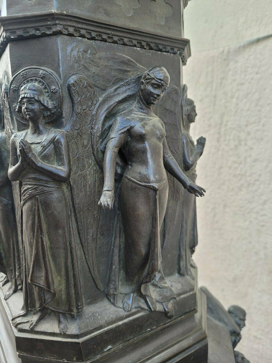 C Zocchi (After), Monument To Dante, Bronze Reduction, Late 19th/Early 20th Century photo vintage
