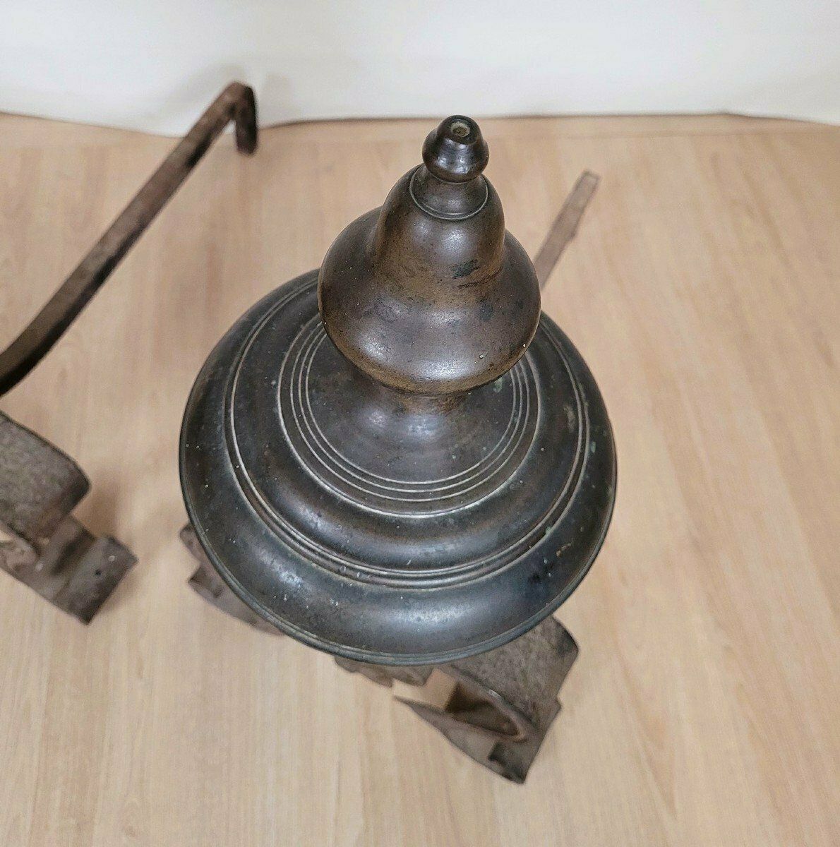 Pair Of Andirons In Bronze And Wrought Iron, 19th Century photo furniture
