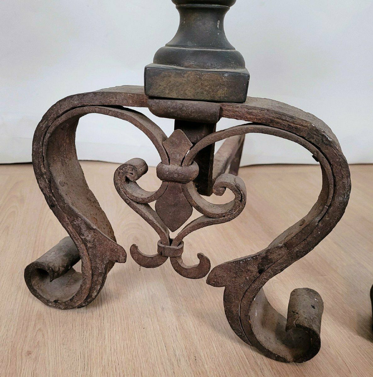 Pair Of Andirons In Bronze And Wrought Iron, 19th Century photo Home Fixtures