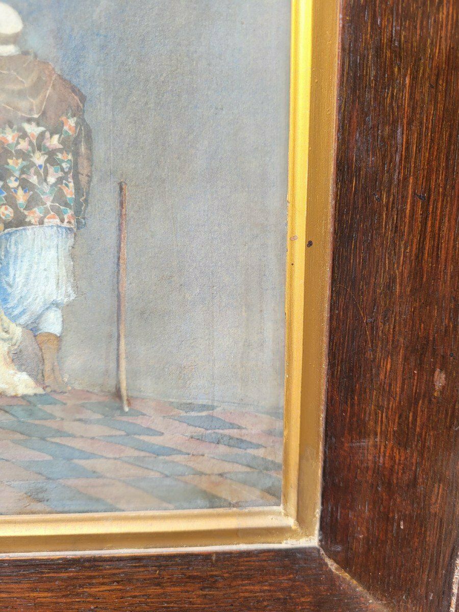 Lively Alley, Framed Orientalist Watercolor, Late 19th Century Early 20th Century photo Art