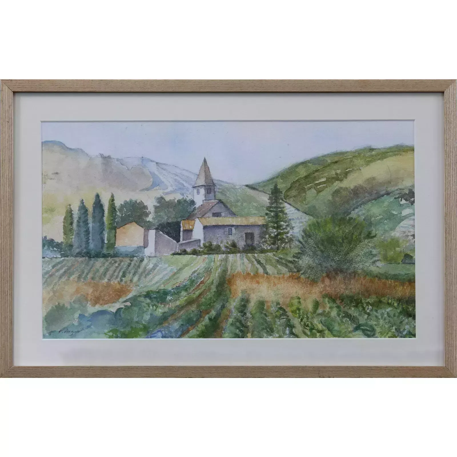 Watercolour By Phillip Augar. Village Near Cotignac