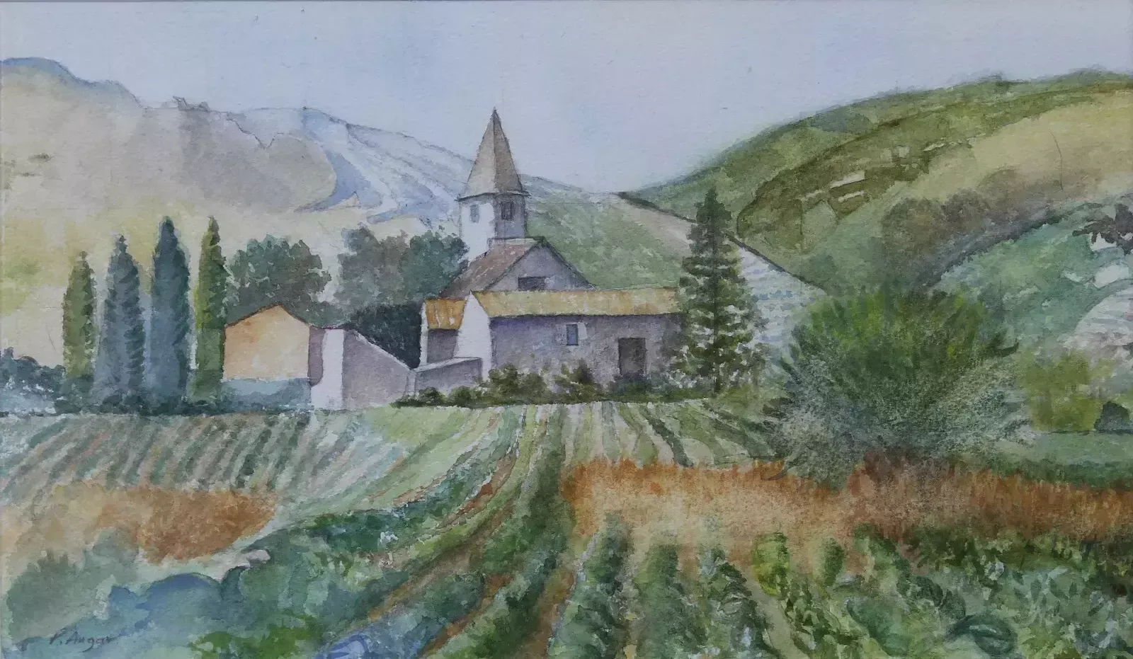 Watercolour By Phillip Augar. Village Near Cotignac photo furniture