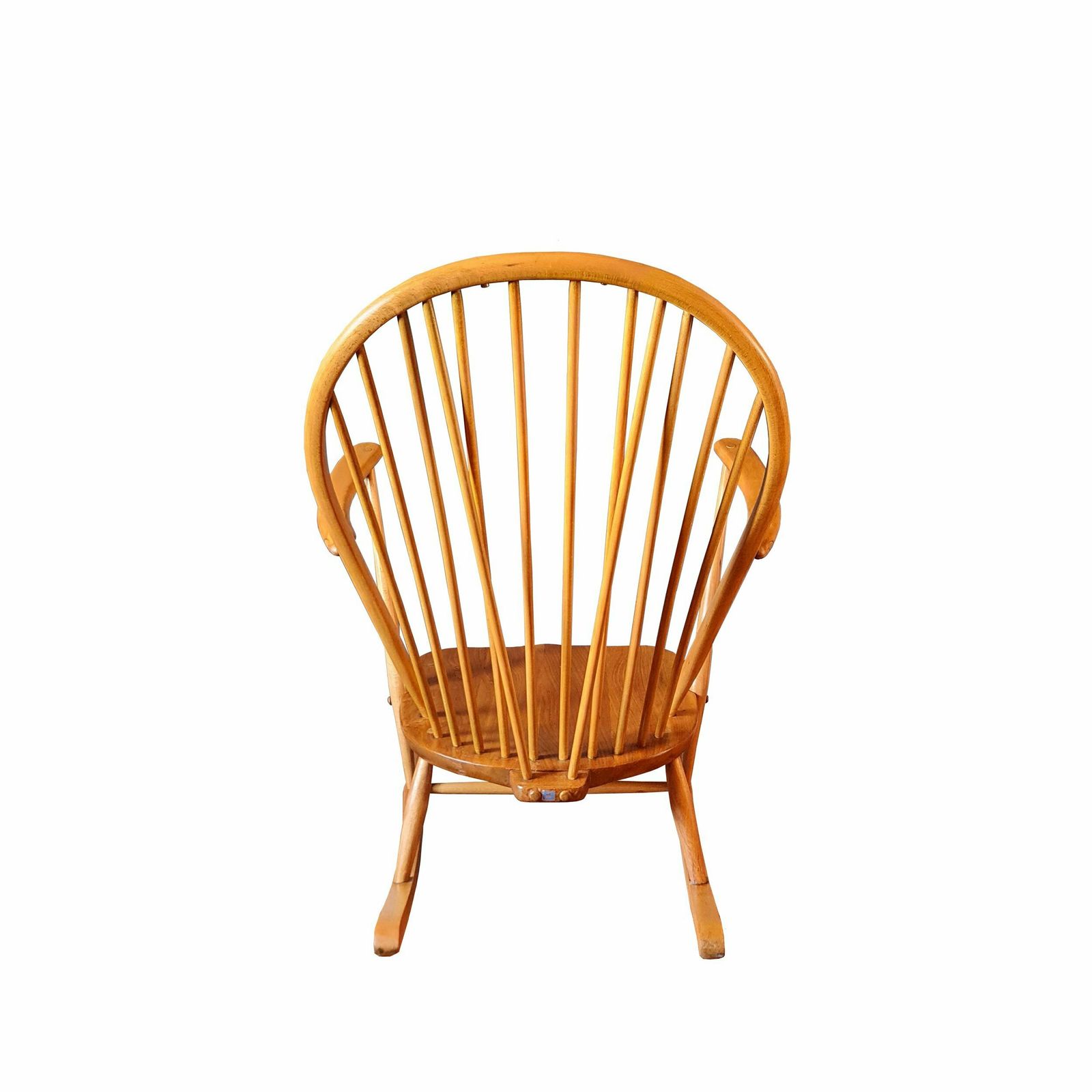 Ercol Chair. Midcentury Windsor Model 315 'Grandfather' Rocker With Blue Maker's Mark photo Furniture