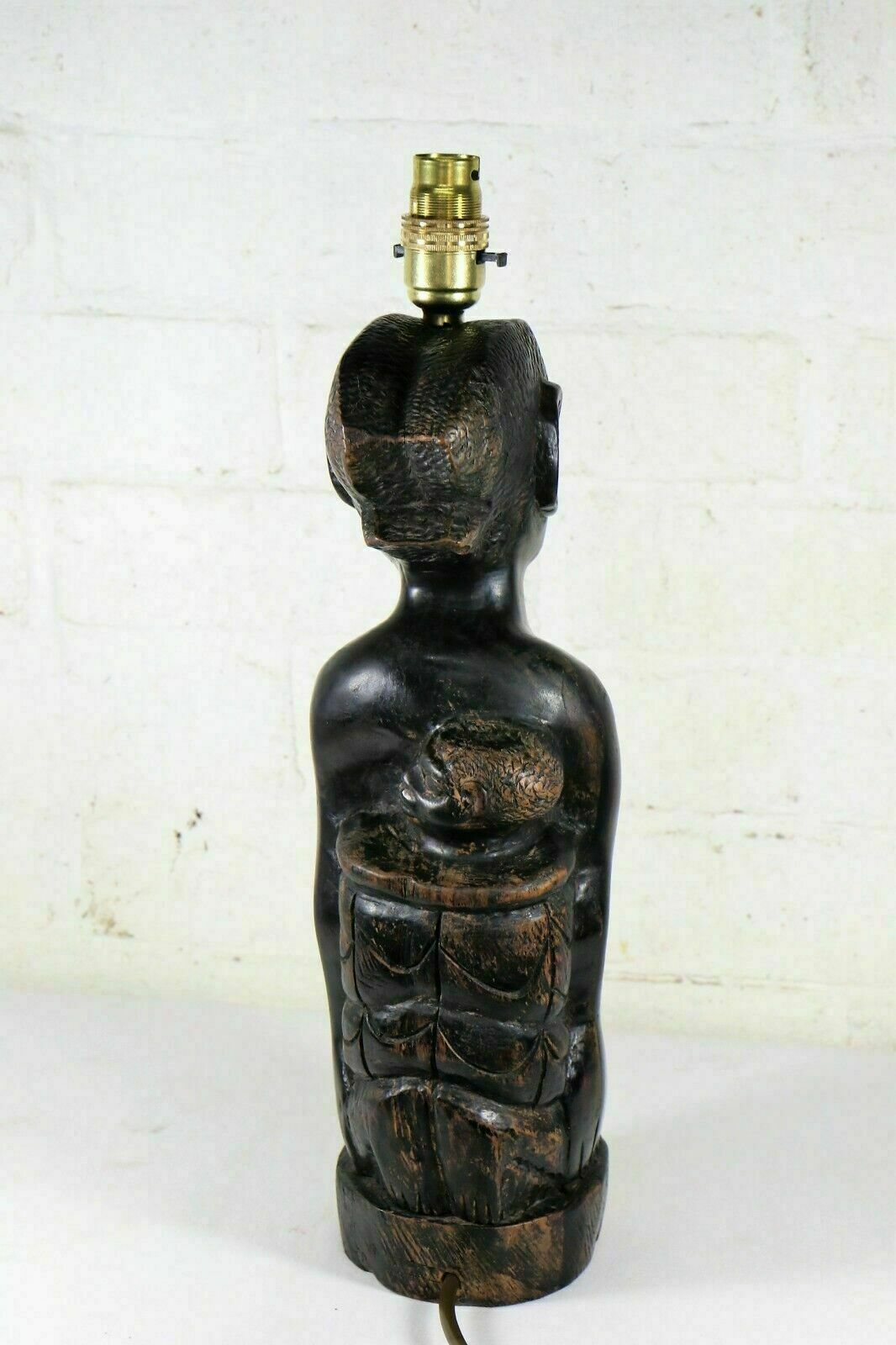 African Figure Carved Ebonised Wood Table Lamp Ethnic Early 20th C Excellent photo buy