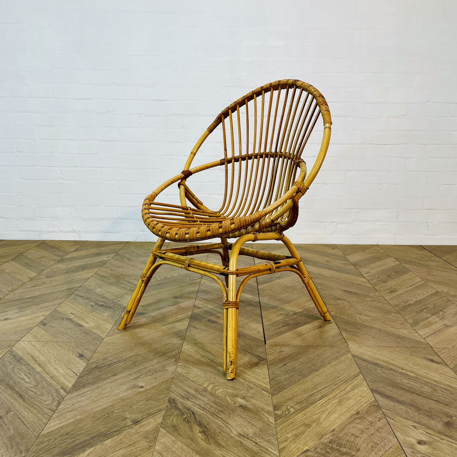 Vintage Franco Albini Style Rattan Chair, 1970s