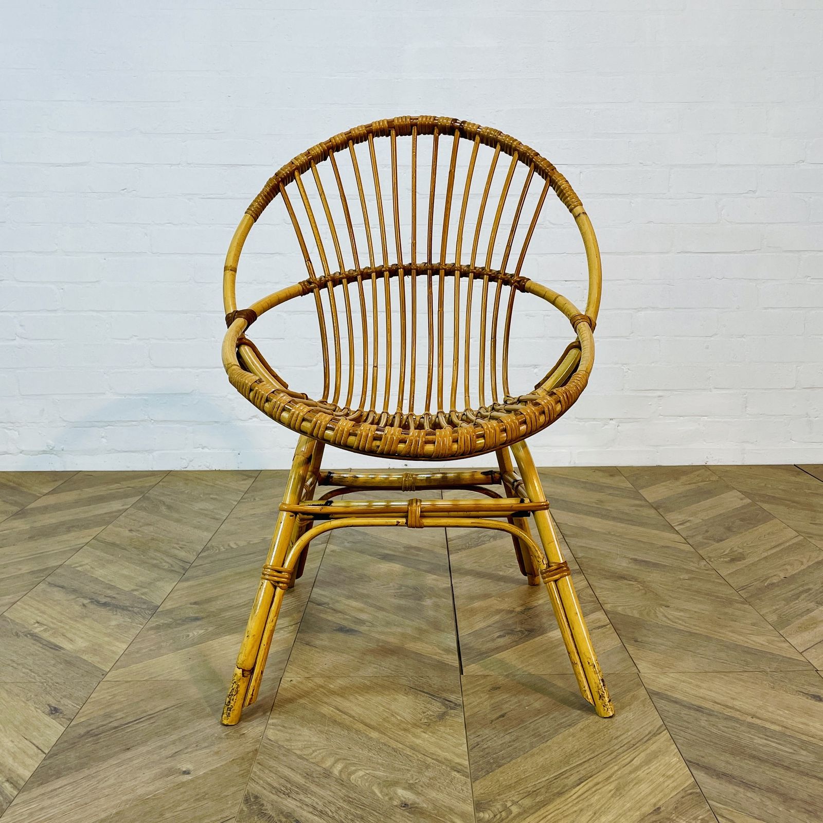 Vintage Franco Albini Style Rattan Chair, 1970s photo vintage
