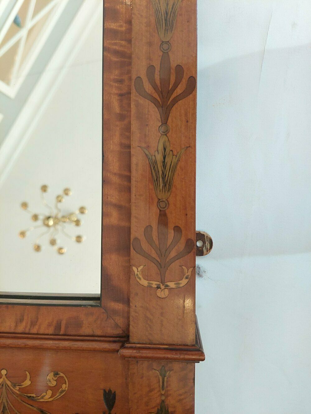 Satinwood Sheraton Style Over Mantel Mirror photo 1750.0