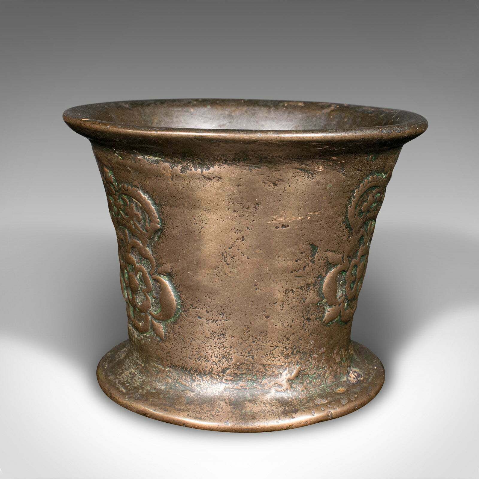 Antique Tudor Rose Mortar And Pestle, English, Bronze, Apothecary, 17th Century photo Home Decor