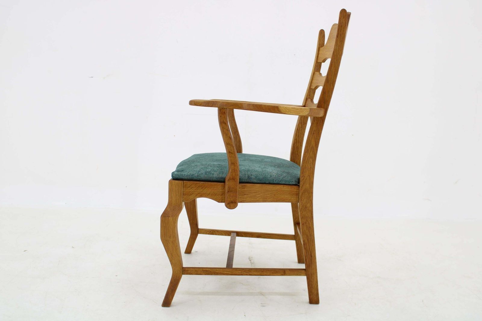 1960s Henning Kjærnulf Razorblade Armchair In Solid Oak For Eg Møbler, Denmark photo vintage