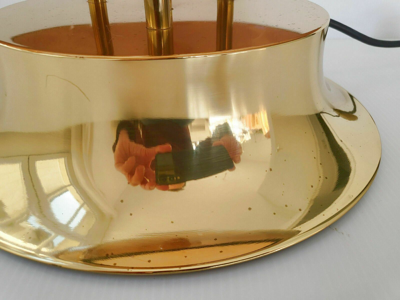 Vintage Space Age Table Lamp 1960 Doria Smoked Glass & Gold Brass 60s 1960s photo for sale