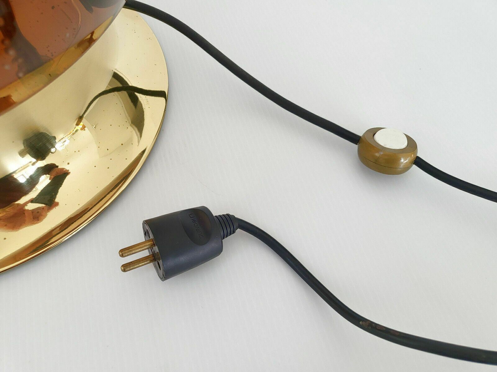 Vintage Space Age Table Lamp 1960 Doria Smoked Glass & Gold Brass 60s 1960s photo 665.0