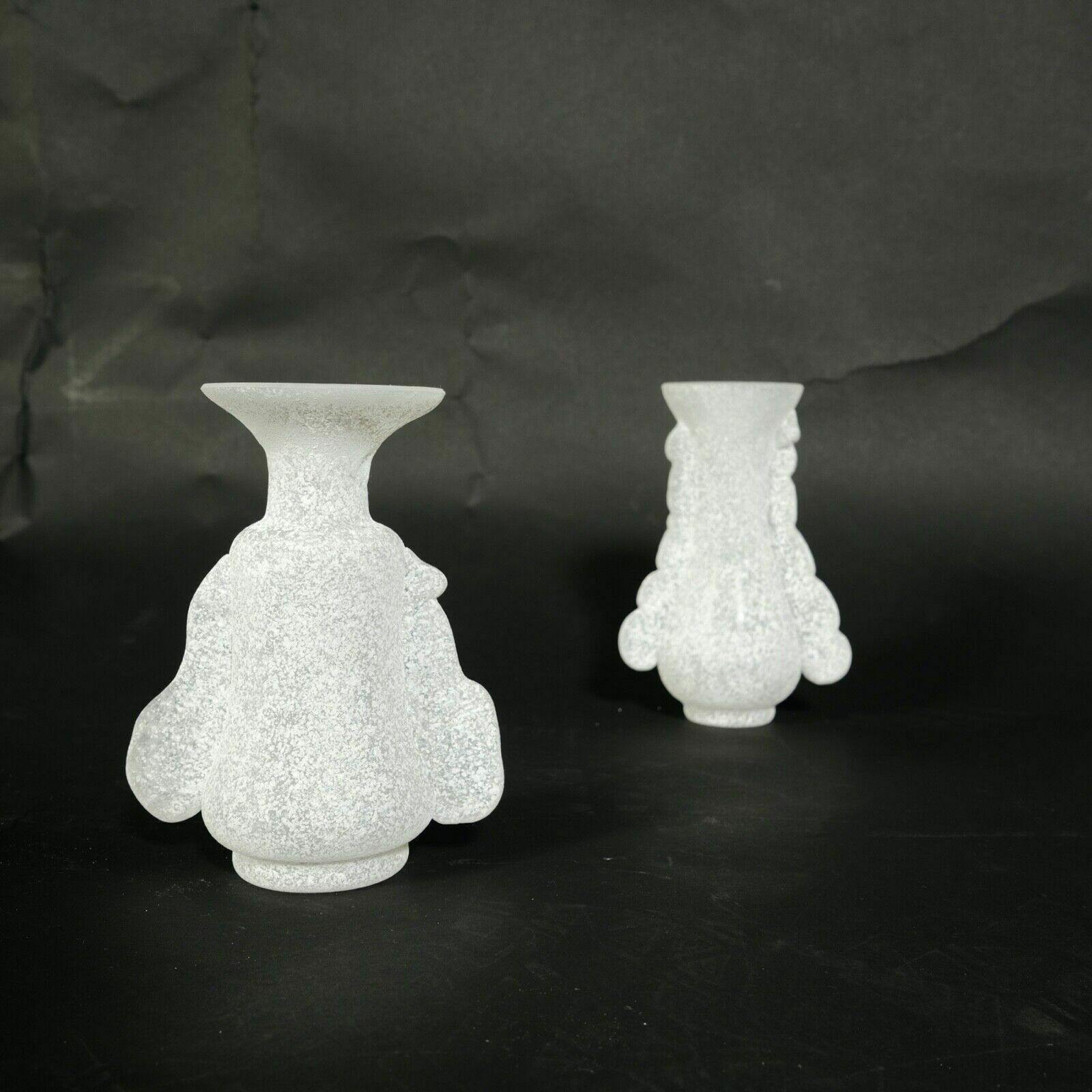 Seguso White Excavation Glass Vases Pair Of Vittorio Rigattieri Murano Vases From The 70s photo Home Decor