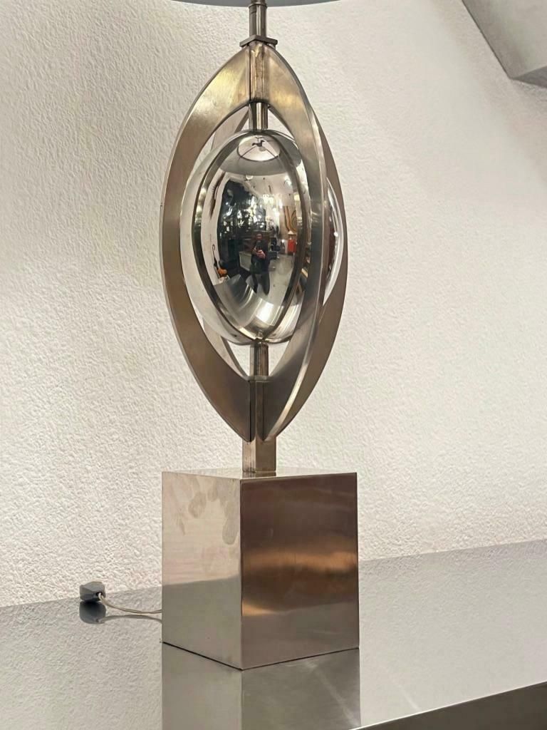 photo vinterior Pair Of Vintage "Ogive" Stainless Steel Table Lamps By Maison Charles Ca. 1970s