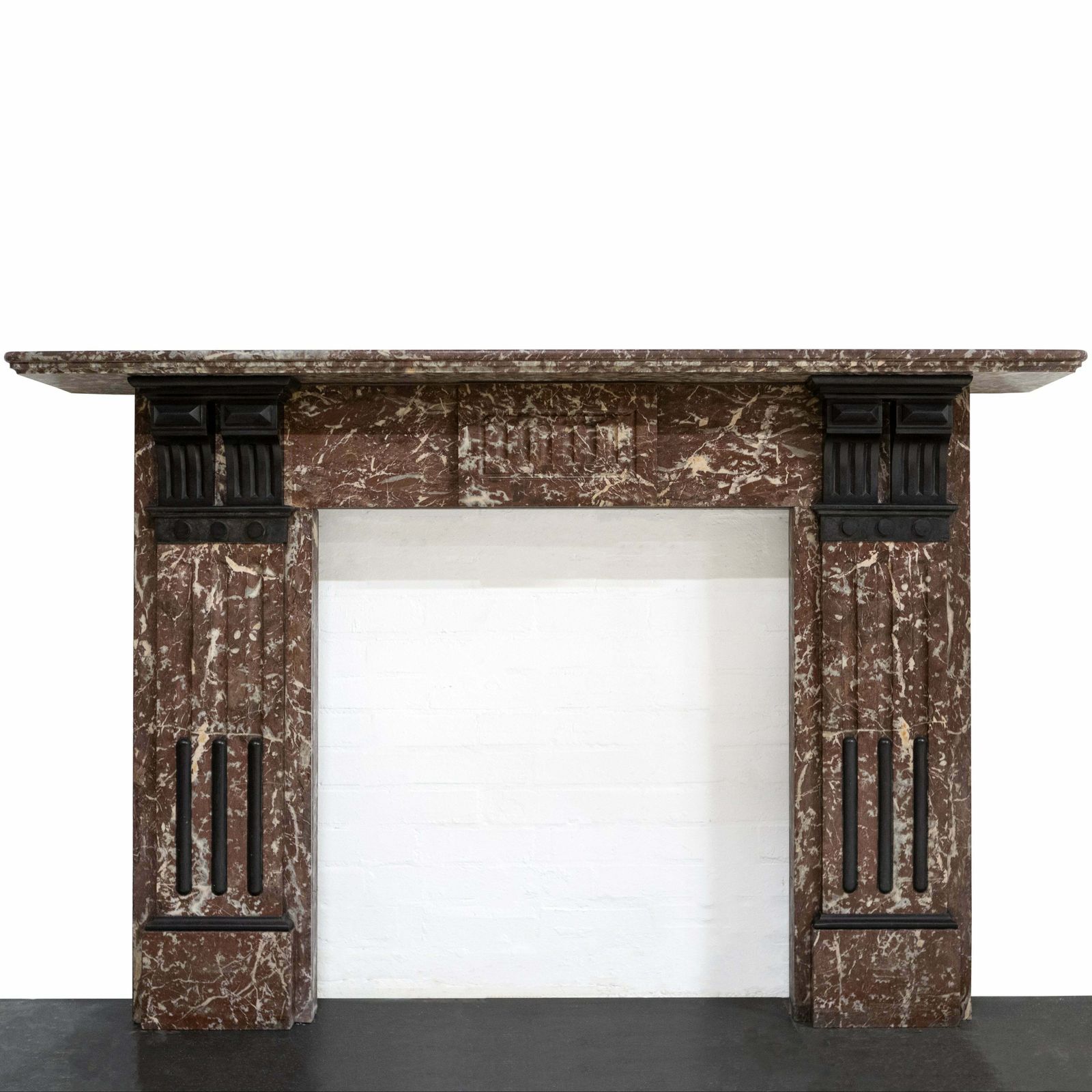 Large Antique Rouge Royal Red Marble Fireplace Surround