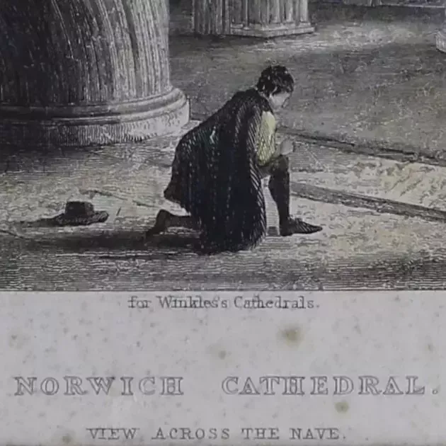 Set Of 3 Engravings/Print Of Norwich Cathedral photo vintage