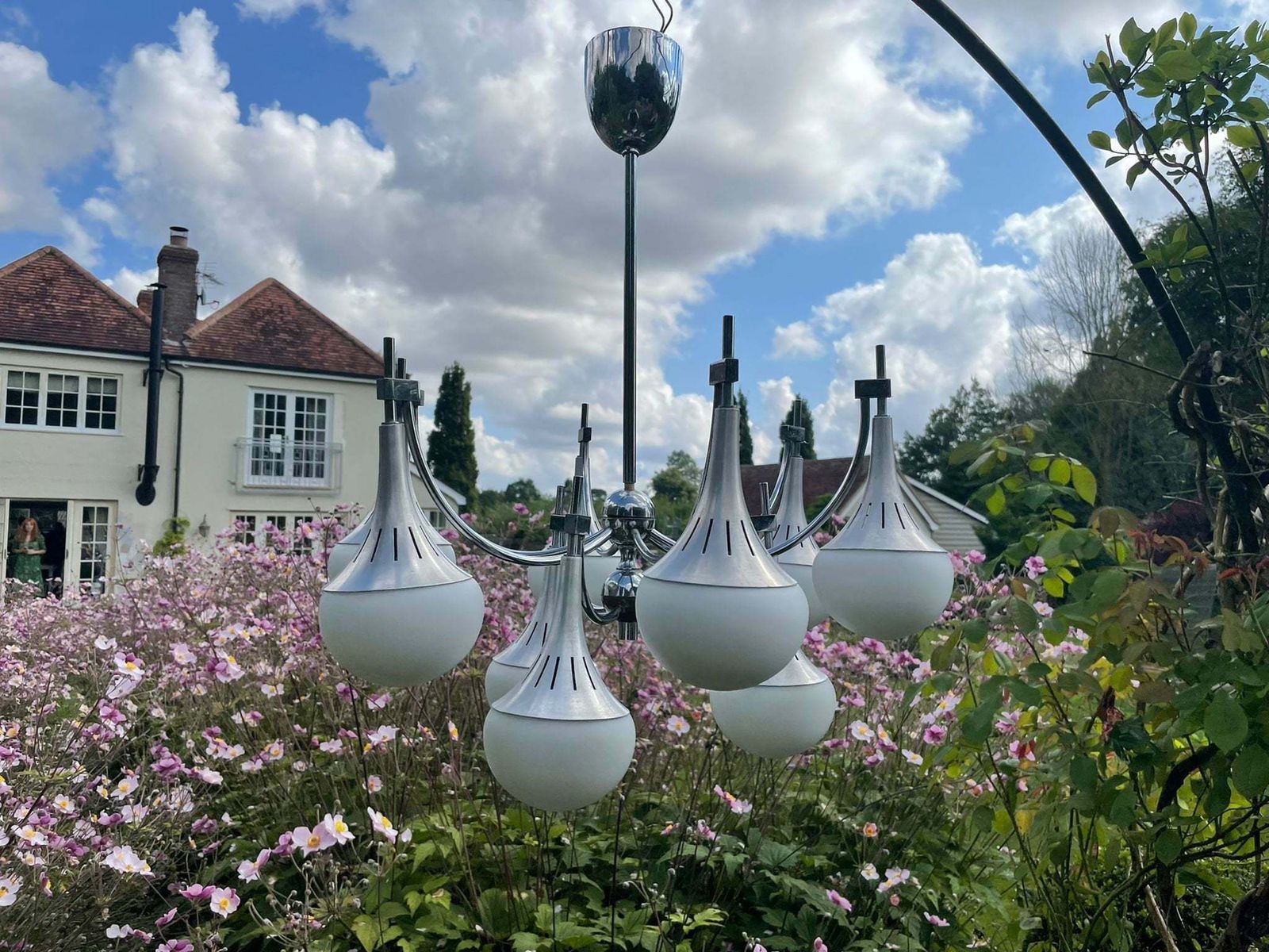 1980s Italian 'Trumpet' Chandelier In The Style Of Gaetano Sciolari photo for sale