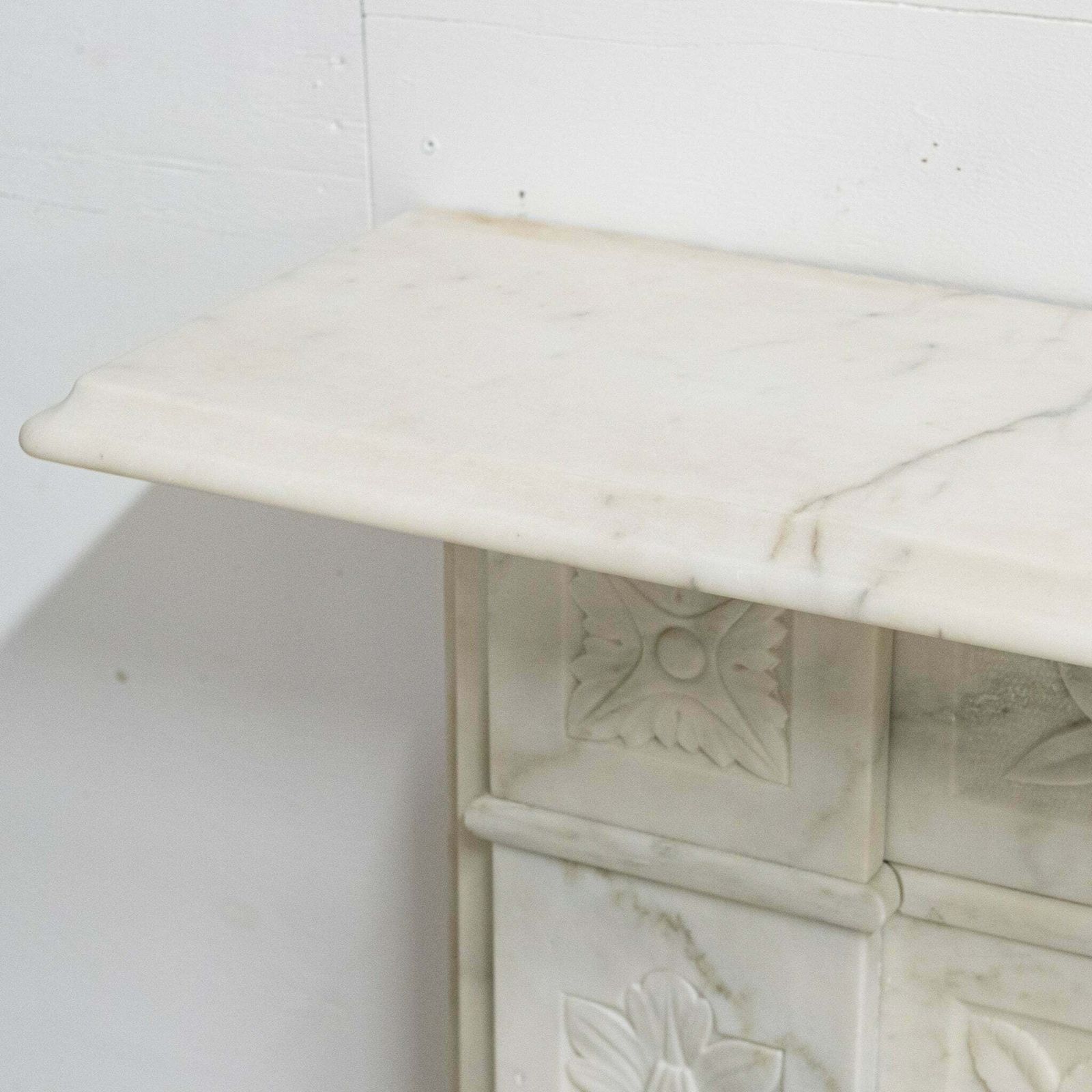 photo for sale Antique Victorian Carved Statuary Marble Arched Chimneypiece