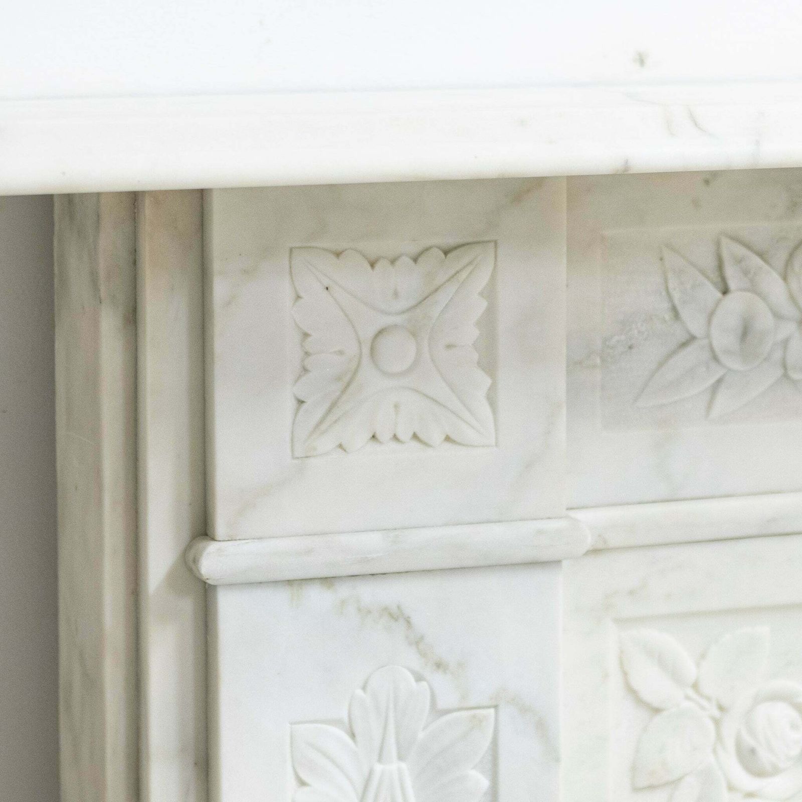 photo buy Antique Victorian Carved Statuary Marble Arched Chimneypiece