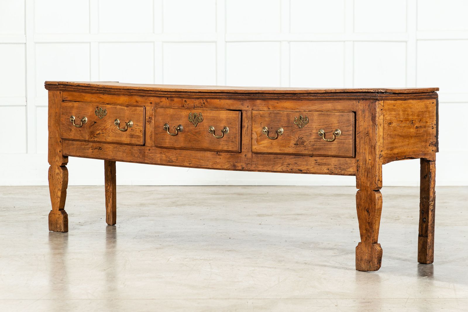 Large English 18thc Vernacular Elm Dresser Base