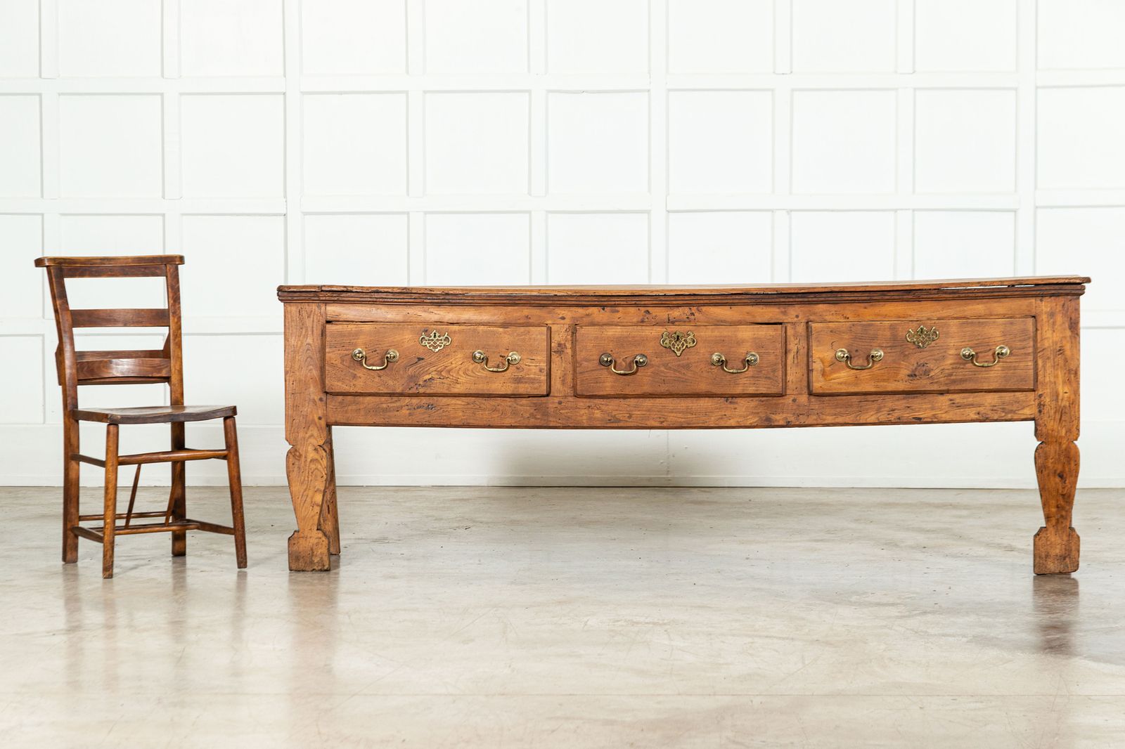 Large English 18thc Vernacular Elm Dresser Base photo Furniture