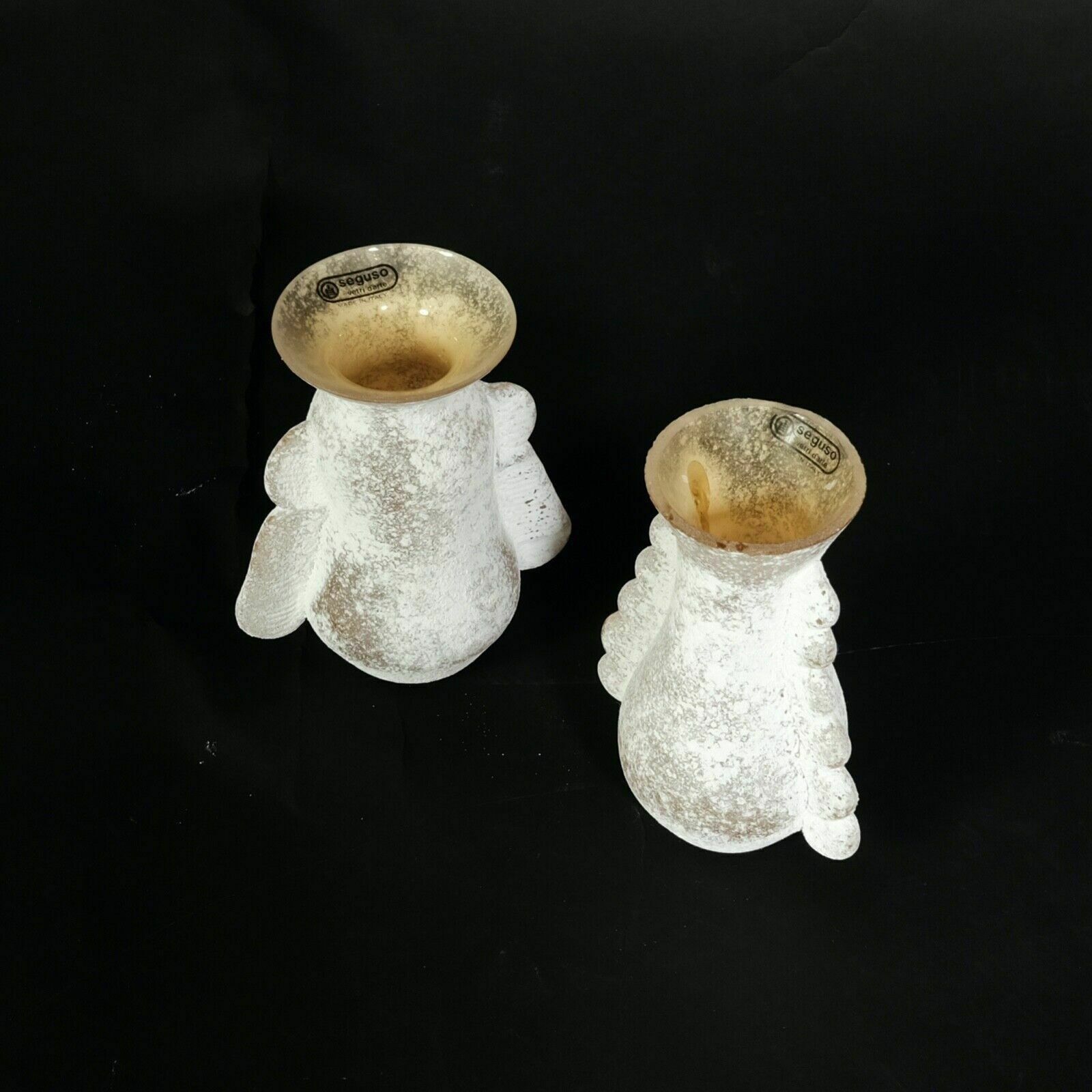 Pair Of Seguso Vases Ocher Glass Vases Vittorio Rigattieri Murano 1970s photo for sale
