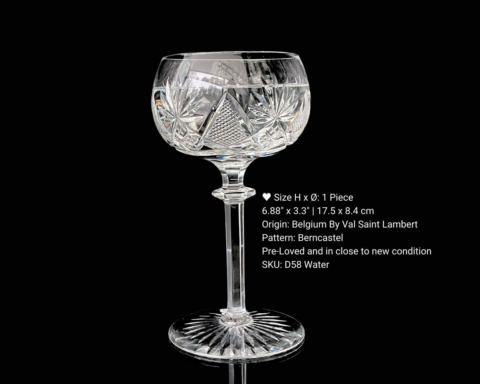 Val Saint Lambert Berncastel | Clear Crystal Glassware | Select Water, Wine Or Port | Approx 1950s photo Home Decor