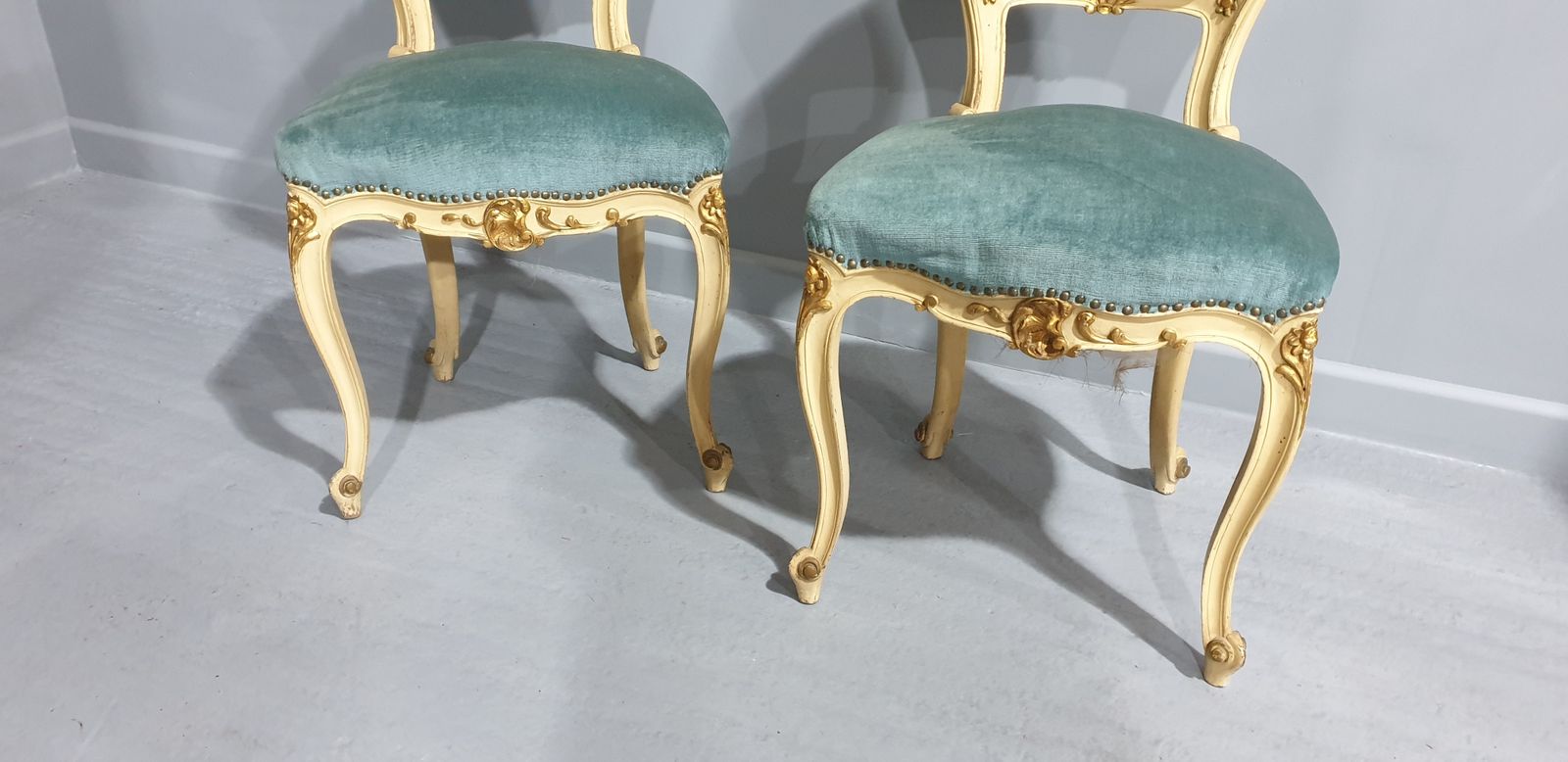 Super Pair French Painted Boudoir Chairs photo buy