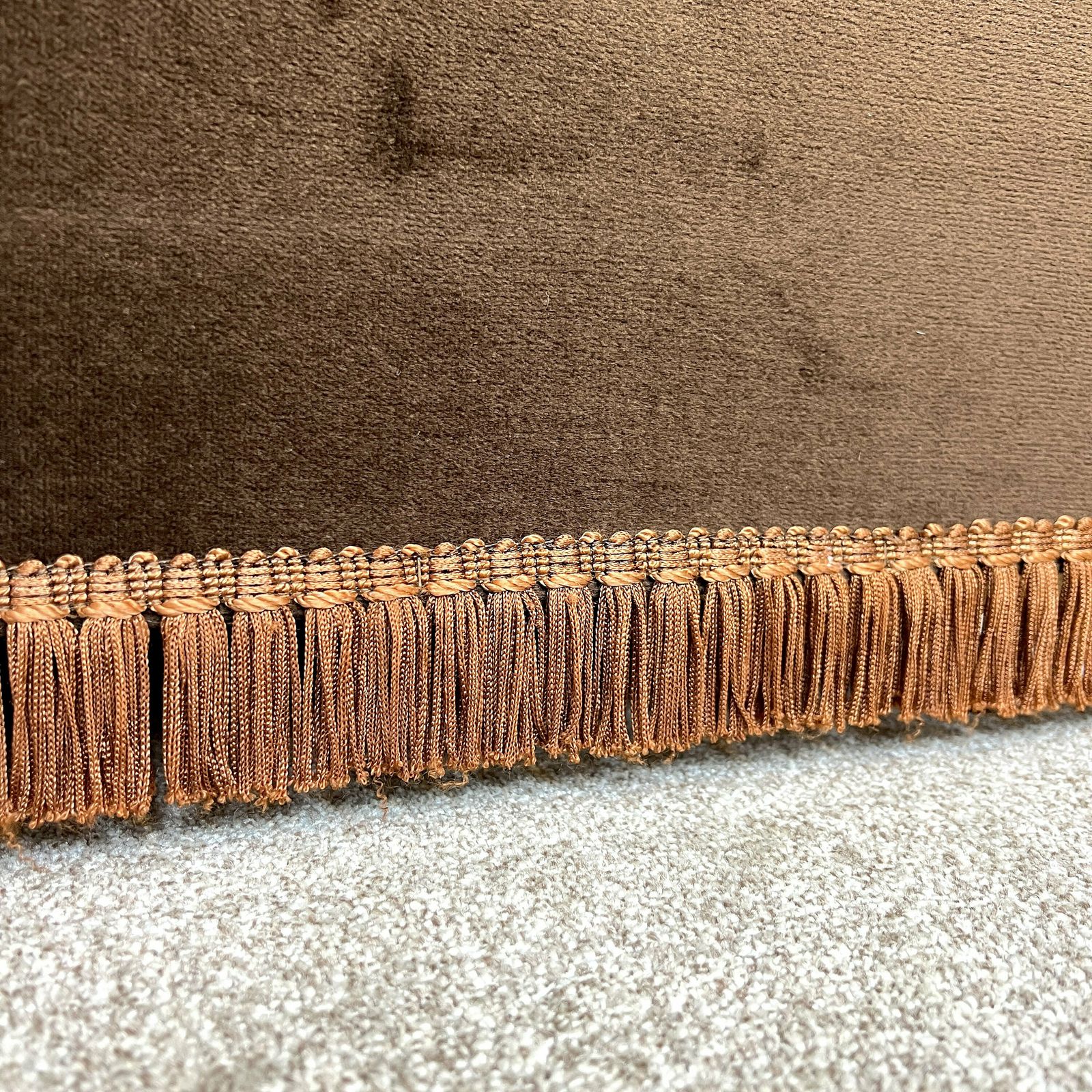 Mid Century Brown Velvet Blanket Box With Tassels 1960s photo vinterior